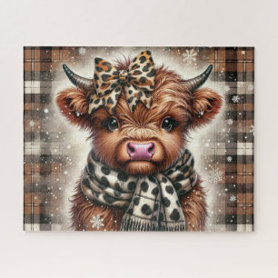 Rustikales Weihnachten Highland-Kuh Puzzle
