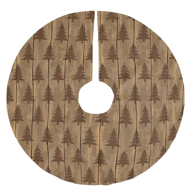 Rustikales Weihnachten Polyester Weihnachtsbaumdecke (Vorderseite)