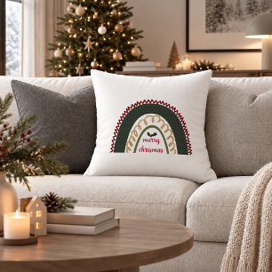 Rustikales Weihnachten Regenbogen Rot Grün Boho Wu Kissen