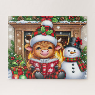 Rustikales Weihnachts-Hochlandkuh-Puzzle