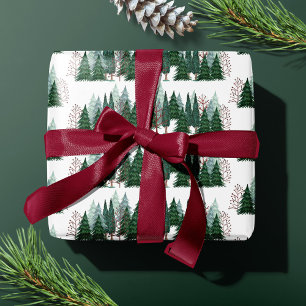 Rustikales Weihnachts-Kiefernbaum-Muster Geschenkpapier