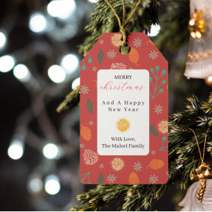 Rustikales Weihnachts-Naturmuster Geschenkanhänger