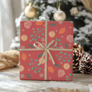 Rustikales Weihnachts-Naturmuster Geschenkpapier