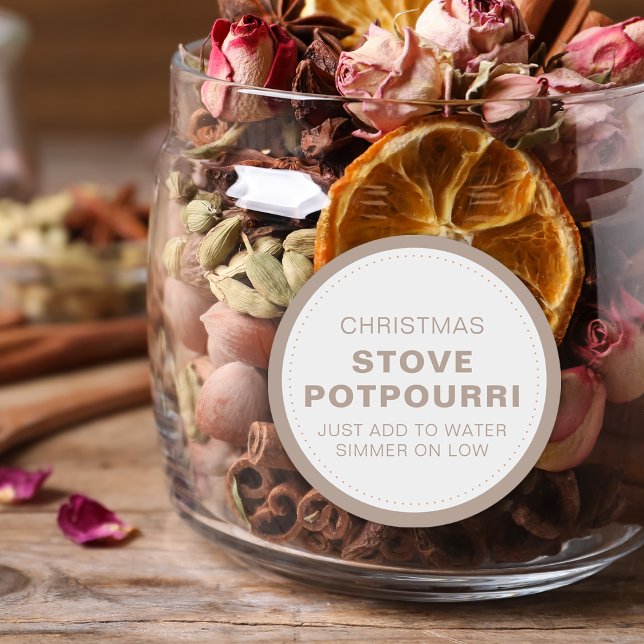 Rustikales Weihnachts-Ofen-Potpourri Runder Aufkleber (Rustic Christmas Stove Potpourri Classic Round Sticker)