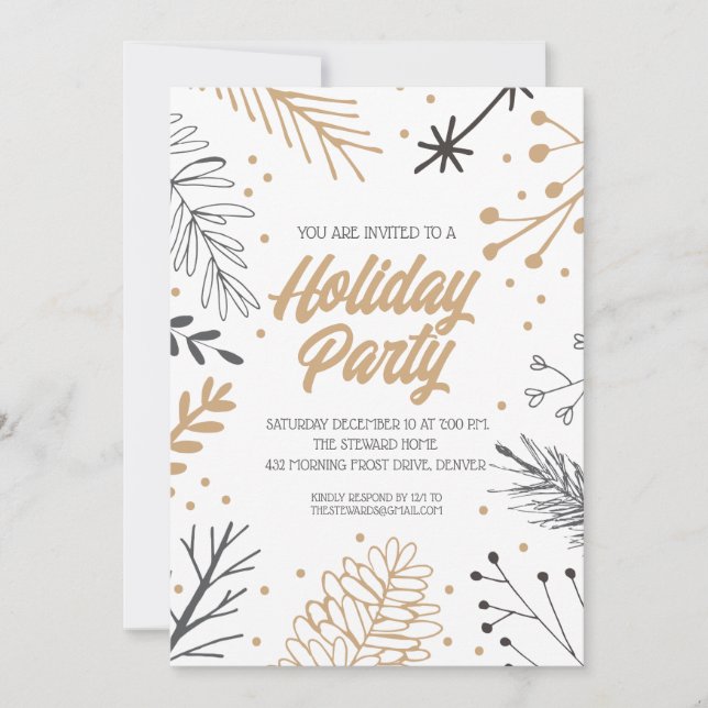 Rustikales Weihnachts-Party Einladung (Vorderseite)