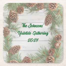 Rustikales Weihnachts-Party Rechteckiger Pappuntersetzer