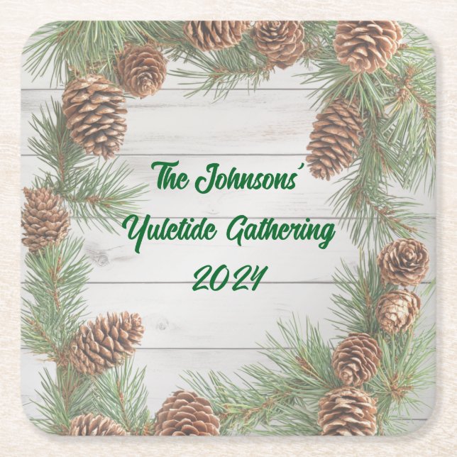 Rustikales Weihnachts-Party Rechteckiger Pappuntersetzer (Vorderseite)