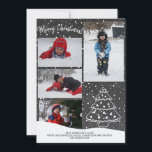 Rustikales Weihnachtsbaum Chalkboard Foto Feiertagskarte<br><div class="desc">Rustikal,  modern und fröhlich! Winterurlaub Familie Foto Collage Card mit handgezeichnet Bleistiftdoodle,  weißem Kiefernbaum und mit fallendem Schnee auf dunkelgrauem Kalkboard-Hintergrund.          Persönlich mit Ihren Wünschen,  vier Fotos und Signatur!</div>