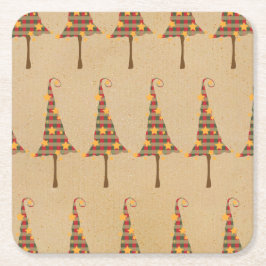 Rustikales Weihnachtsbaum-Muster Rechteckiger Pappuntersetzer