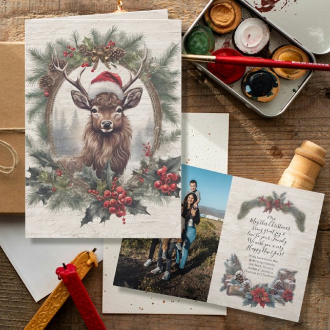 Rustikales Weihnachtsbaumgewächse Foto Dankeskarte (Von Creator hochgeladen)