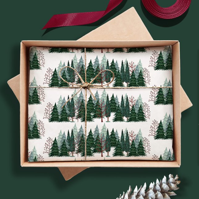 Rustikales Weihnachtsbaummuster Seidenpapier (Rustic Christmas Pine Tree Pattern Tissue Paper)