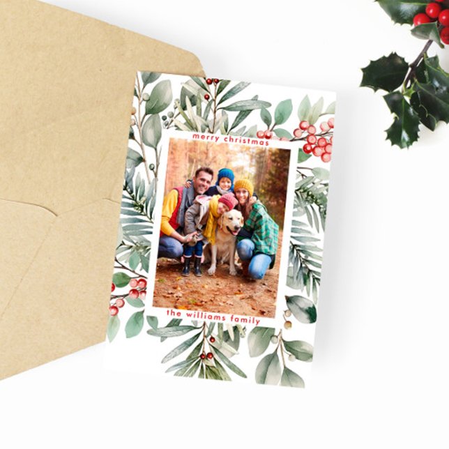 Rustikales Weihnachtsberries Gruß Foto Feiertagskarte (Von Creator hochgeladen)