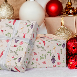 Rustikales Weihnachtsblumenbaummuster Geschenkpapier