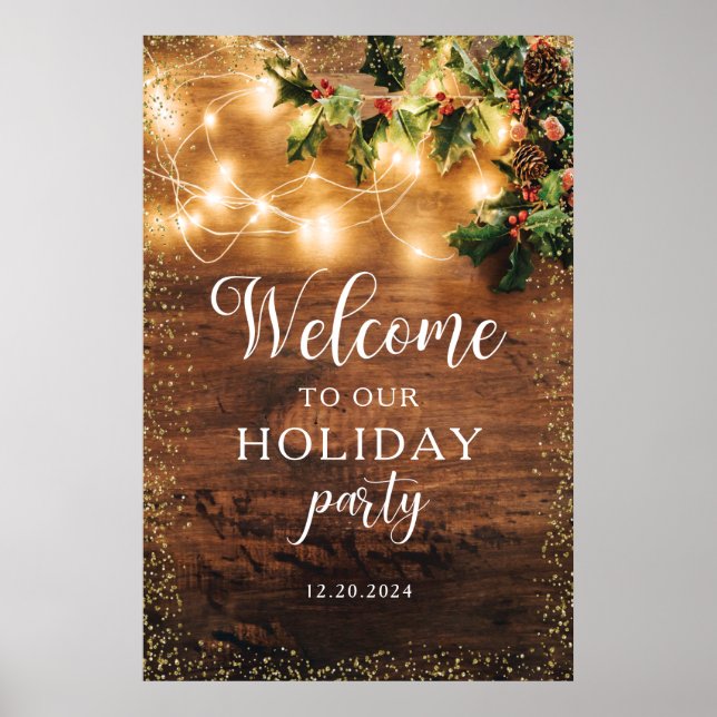 Rustikales Weihnachtsfest Begrüßungszeichen Poster (Vorne)