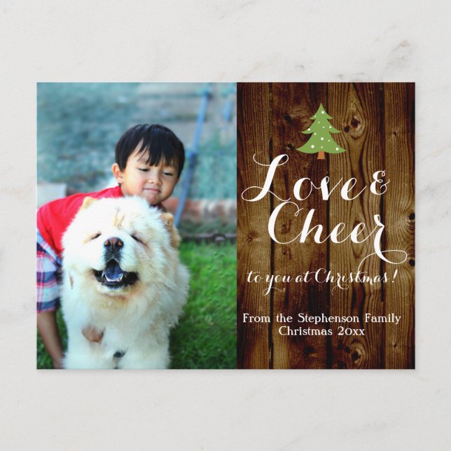 Rustikales Weihnachtsfest Foto Postkarte (Vorderseite)