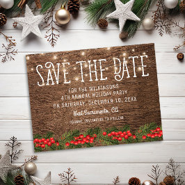 Rustikales Weihnachtsfest - Party Save the Date Ankündigungspostkarte
