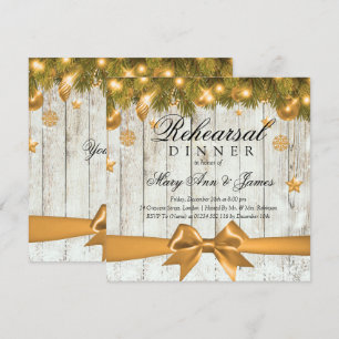 Rustikales Weihnachtsfest Probe Dinner Gold Dekor Einladung