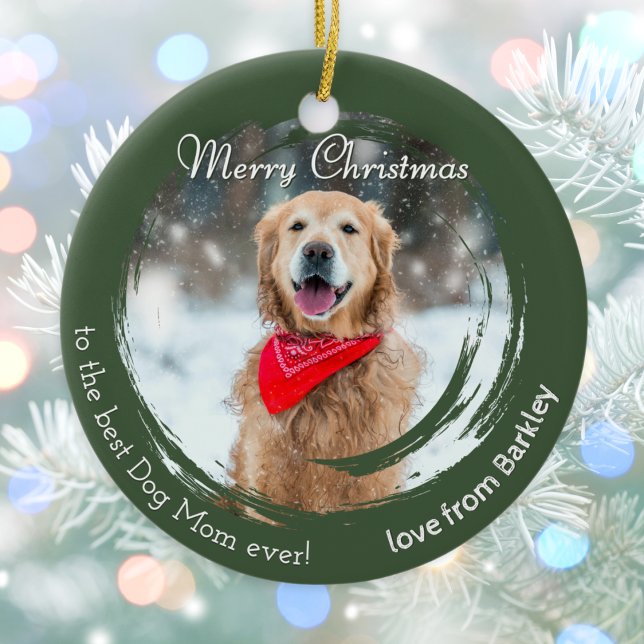 Rustikales Weihnachtsgebäck Foto Ornament für Hund (A Christmas ornament for 'the best Dog Mom ever!' to personalize with a pet photo and pet's name)