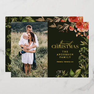 Rustikales Weihnachtsgebäck Foto rot und grün Folien Feiertagskarte