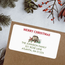 Rustikales Weihnachtsgebäck Laterne Pine Berries Adressaufkleber