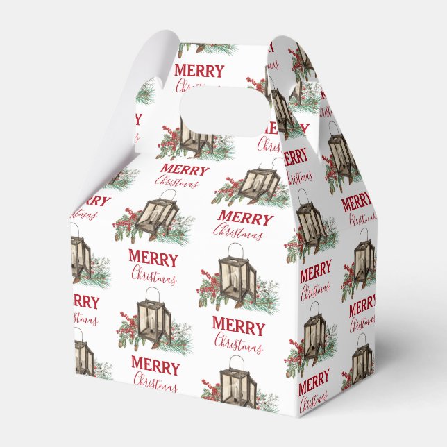 Rustikales Weihnachtsgebäck Laterne Pine Berries Geschenkschachtel (Vorderseite)