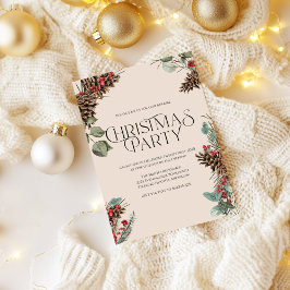 Rustikales Weihnachtsgebäck Party laden ein | Tan  Feiertagskarte