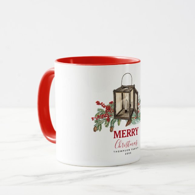 Rustikales Weihnachtsgebäck Pine Berries Tasse (Vorderseite Links)