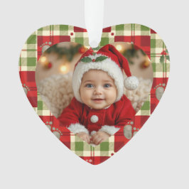 Rustikales Weihnachtsgeschenk Kariertes Herzdekora Ornament