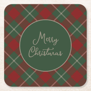 Rustikales Weihnachtsgeschenk Tartan Kariertes Mus Rechteckiger Pappuntersetzer