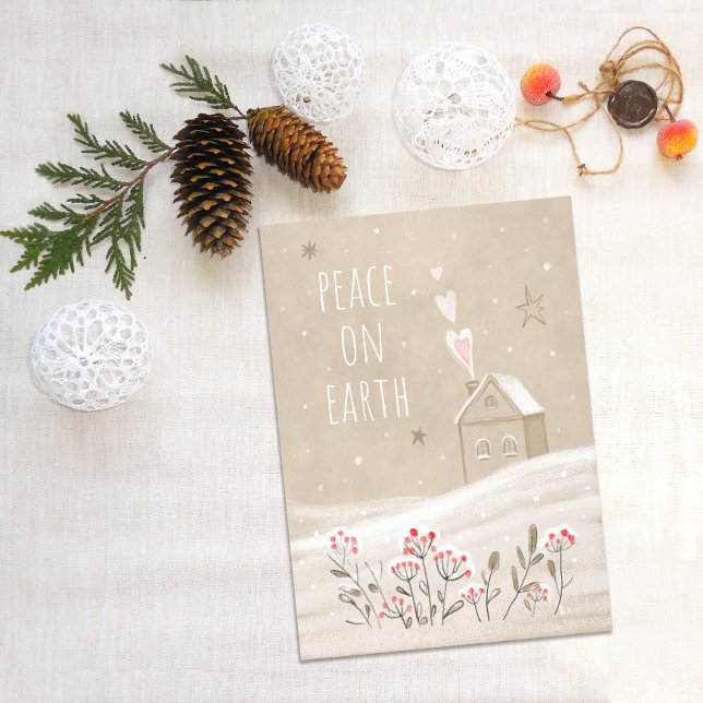 Rustikales Weihnachtshaus im Schnee Feiertagspostkarte (Von Creator hochgeladen)