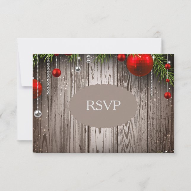 Rustikales Weihnachtshochzeits-Einladung UAWG RSVP Karte (Vorderseite)