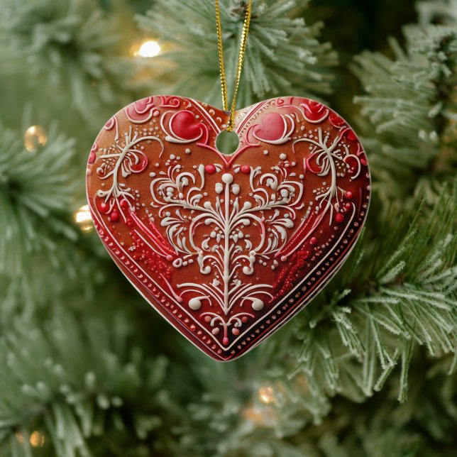 Rustikales Weihnachtskeks dekoriert Urlaub Keramik Ornament (Baum)