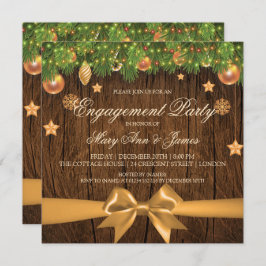 Rustikales Weihnachtskonzept Party Gold Decke Einladung