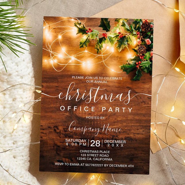Rustikales Weihnachtsland Firmenlogo Einladung (Rustic Christmas country corporate mistletoe logo Invitation)