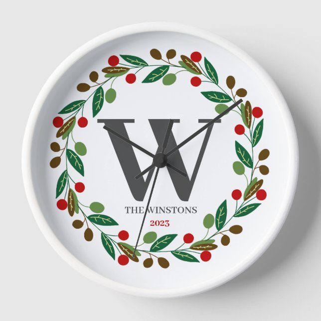 Rustikales Weihnachtsmongramm - Urbrand Uhr (Vorderseite)