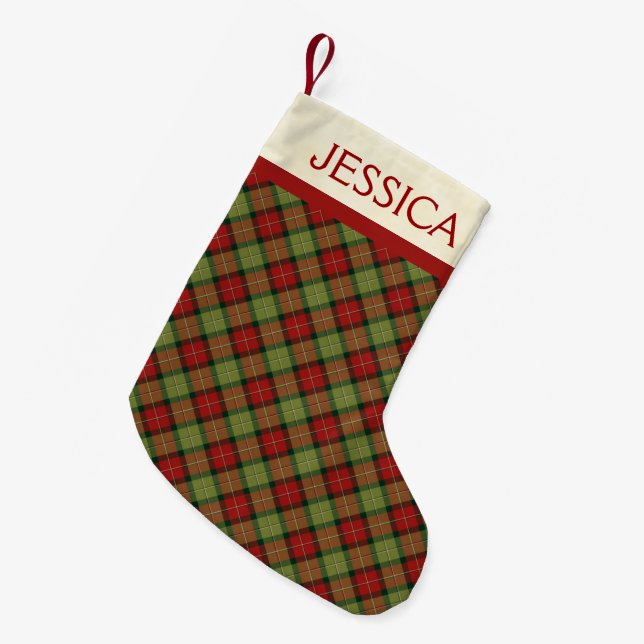 Rustikales Weihnachtsmuster Kariert Kleiner Weihnachtsstrumpf (Vorderansicht (hängend))