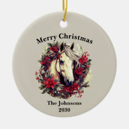 Rustikales Weihnachtspferd Foto Keramik Ornament