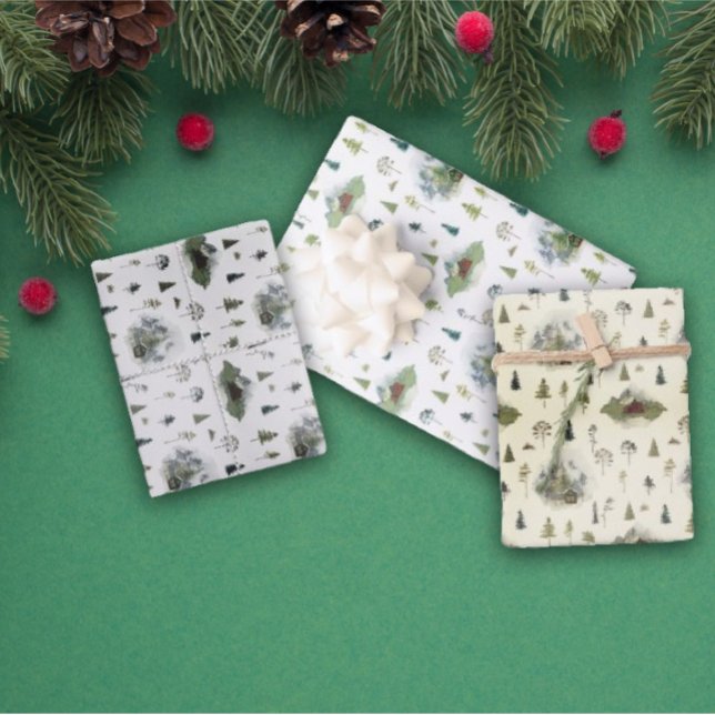 Rustikales Weihnachtswrapping Paper Sheet Set 3 Geschenkpapier Set (Von Creator hochgeladen)