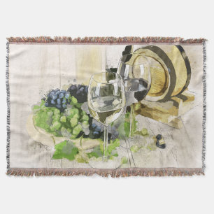 Rustikales Weinbarrel Brille und Trauben Decke