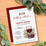 Rustikales Weinglas 70. Geburtstags Überraschungs- Einladung<br><div class="desc">Rustikale 70. Geburtstag Roter Wein Glas Olive Überraschung Geburtstag Party Einladung. Geburtstagsfeier für sie oder ihn. Einladung mit einem Rotwein, Oliven und Oliven Blätter. Der Text ist vollständig anpassbar - personalisieren Sie ihn mit Ihrem Namen, jedem Alter - 30. 40. 50. 60. 80. 90. 100., Datum und Uhrzeit, Ort und...</div>