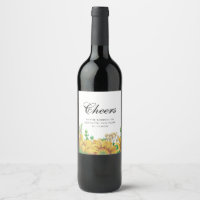 Rustikales Weinlabel aus Blume. Hochzeit von Sonne