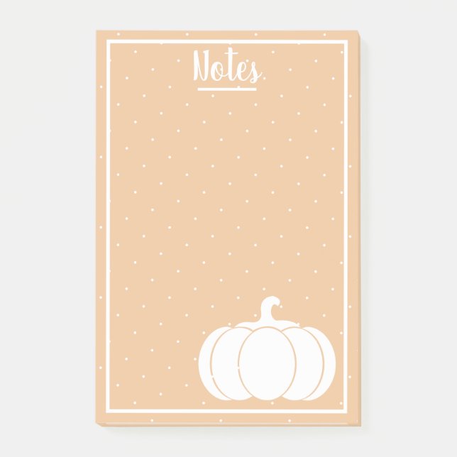 Rustikales Weiß Pumpkin & Harvest Orange Post-it Klebezettel (Vorderseite)