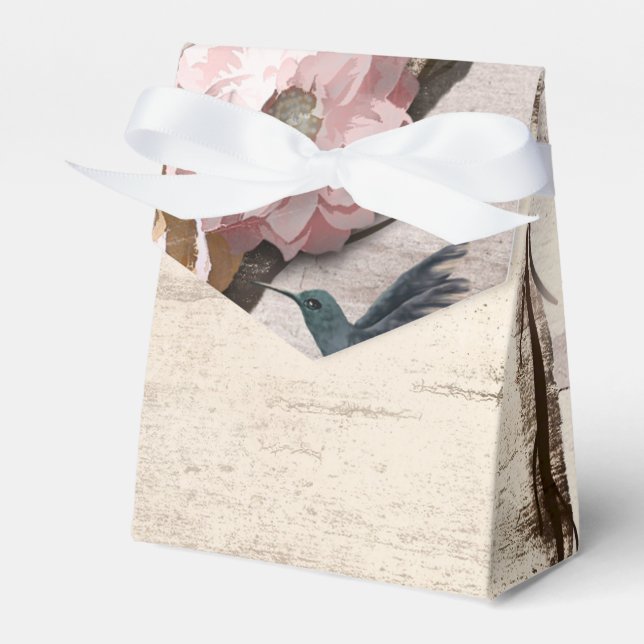 Rustikales Weiße Birke Floral & Hummingbird Party Geschenkschachtel (Vorderseite)