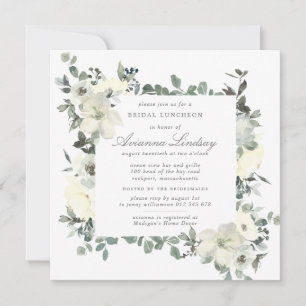 Rustikales weißes Blumengebirge Botanische Bridal Einladung
