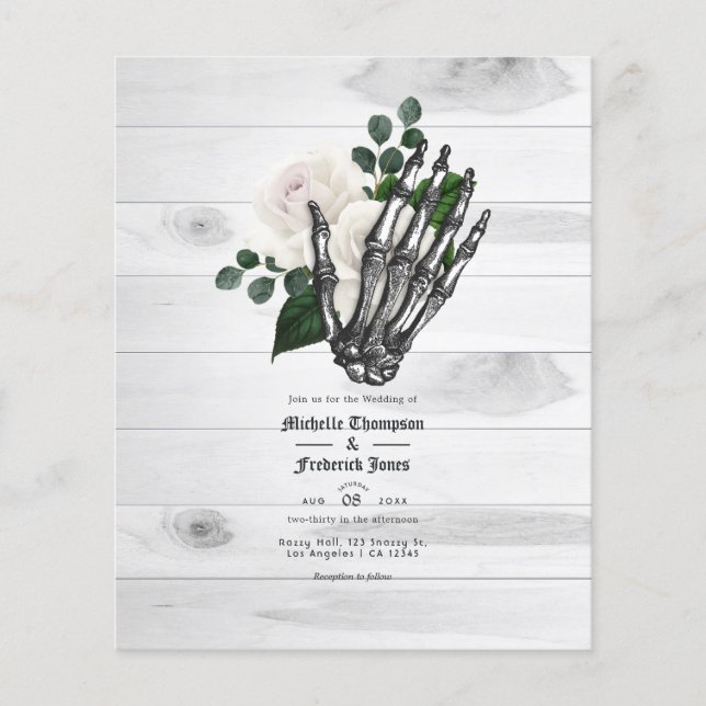 Rustikales weißes Blumengotik Einladung zur Hochze Flyer (Vorne)