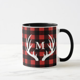 Rustikales Weißes Hirsch Antlers Buffalo Karo Kar Tasse