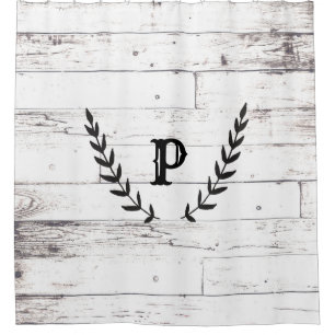 Rustikales Weißes Holz Shabby Chic Lorbeer Landhau Duschvorhang