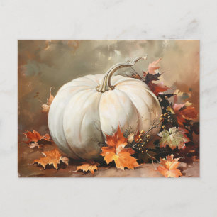 Rustikales weißes Pumpkin-Gemälde Postkarte