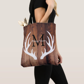 Rustikales weißes Rotwild-Geweih-Scheunen-Holz u. Tasche