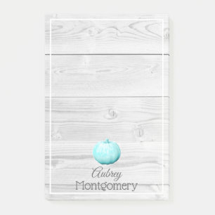 Rustikales Weißholz & Blue Pumpkin PERSONALISIER Post-it Klebezettel